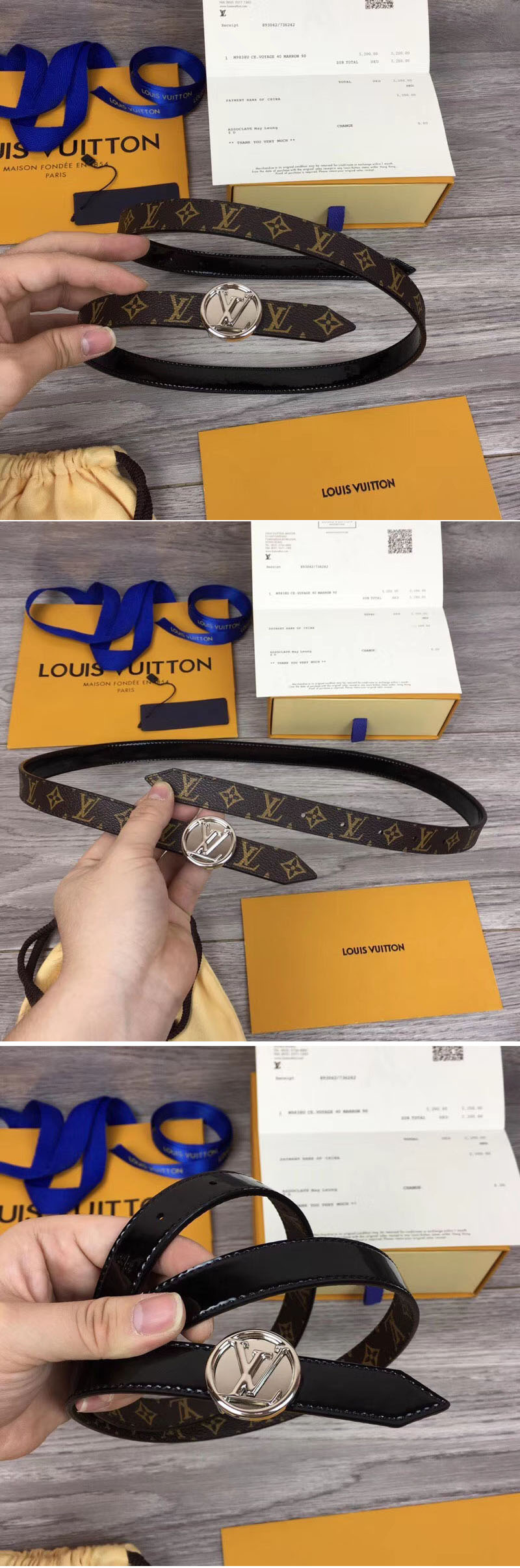 Replica Louis Vuitton M0081U Womens LV Circle 20mm Reversible Belt Monogram Canvas Silver Buckle