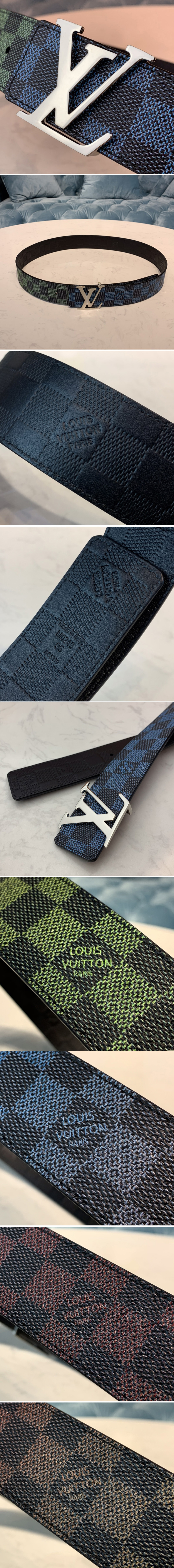 Replica Louis Vuitton M0087Q LV Initiales 40mm Reversible Belt in Damier Graphite Canvas Silver Buckle