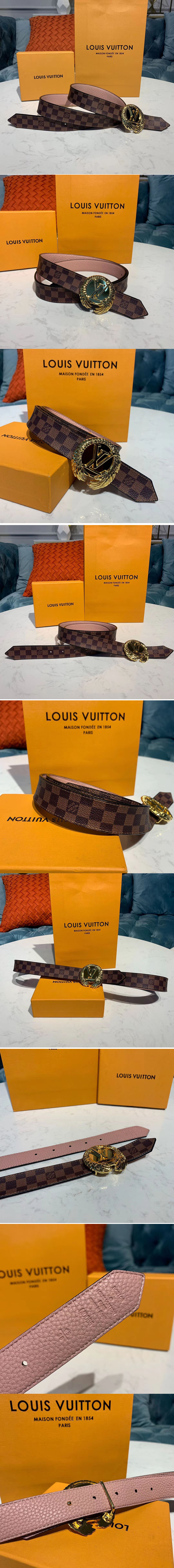 Replica Louis Vuitton M0111U LV Circle 30mm reversible belt Damier Ebene Canvas strap