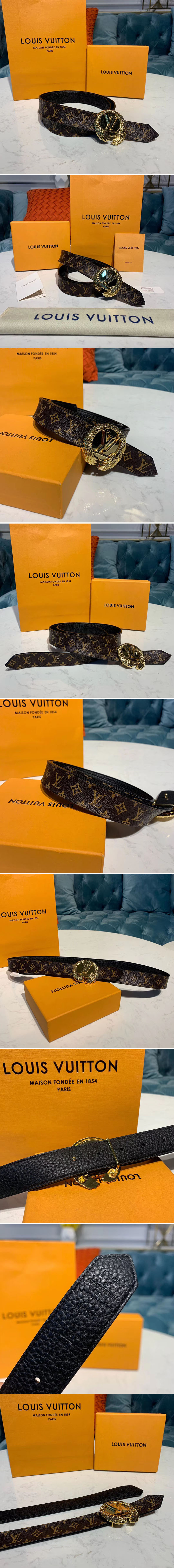 Replica Louis Vuitton M0111U LV Circle 30mm reversible belt Monogram canvas strap