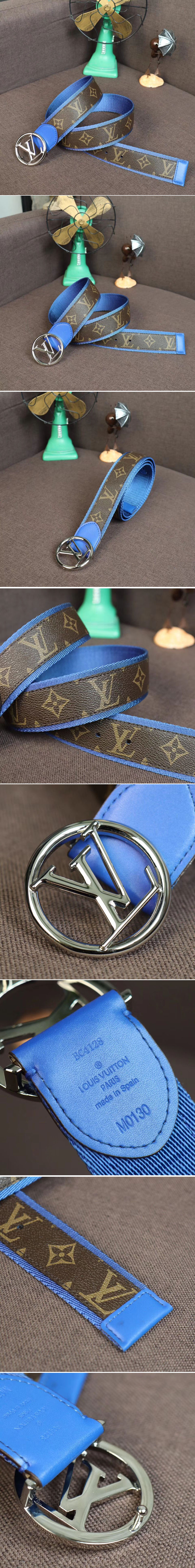 Replica Louis Vuitton M0130S LV Circle 40mm Belt Monogram Canvas Blue
