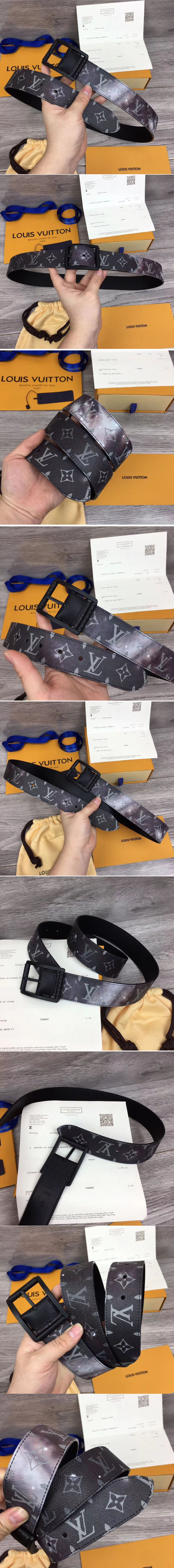Replica Louis Vuitton M0132U LV Reverso 40mm Reversible Belts Monogram Galaxy Canvas Black Hardware