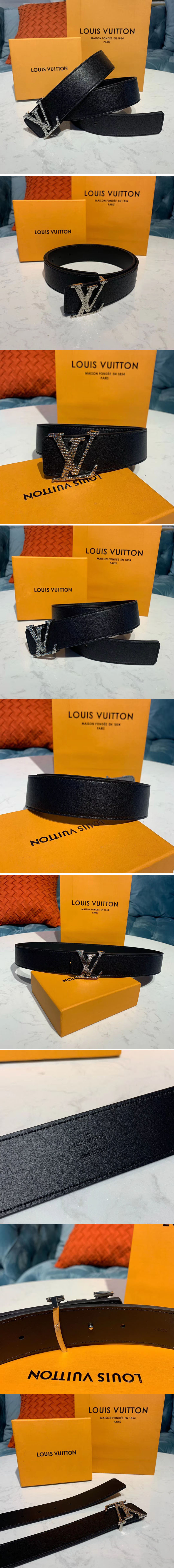 Replica Louis Vuitton M0163U LV Mosaic 40mm Reversible Belt Black calf leather