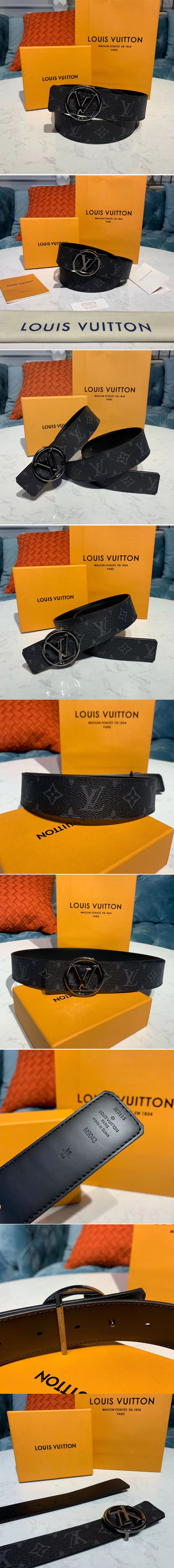 Replica Louis Vuitton M0168U LV Circle 40mm Reversible Belt Monogram Eclipse canvas