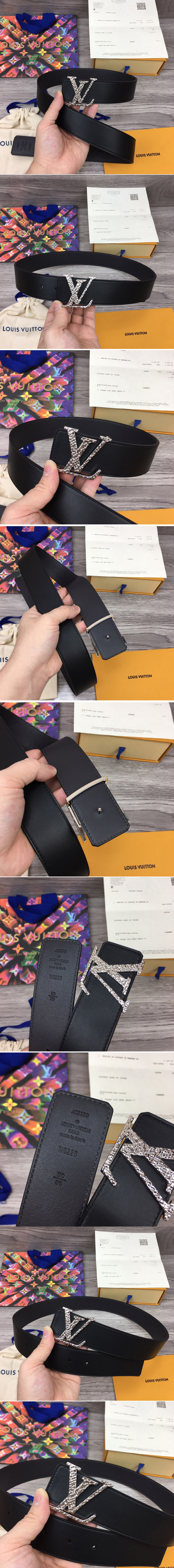 Replica Louis Vuitton M0226V LV Optic 40mm reversible belt in Black Calf Leather With Silver Buckle