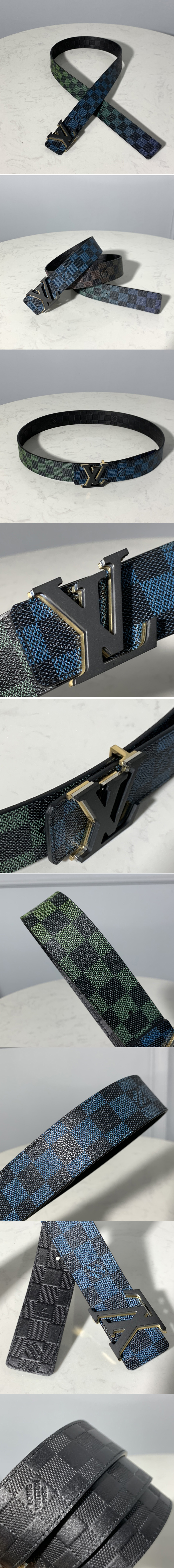 Replica Louis Vuitton M0249V LV Initiales 40mm reversible belt in Damier Rainbow canvas