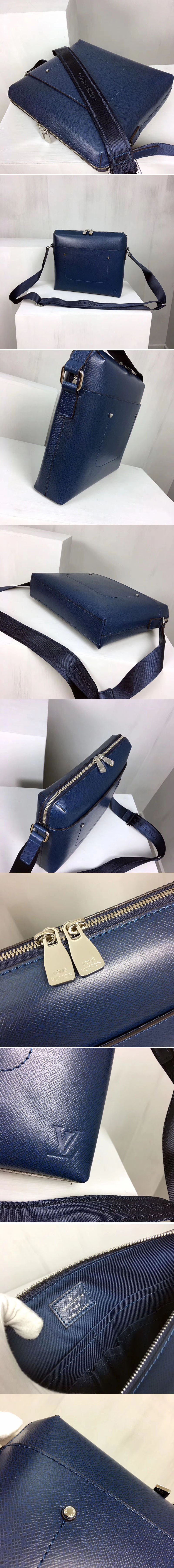 Replica Louis Vuitton M30238 Grigori Messenger Pm Taiga Leather Bags Blue