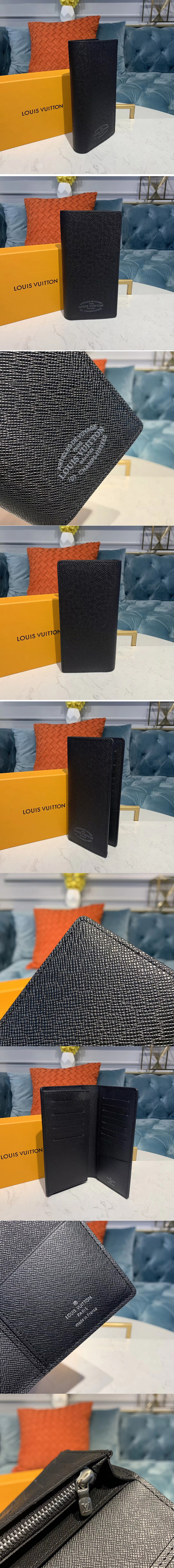 Replica Louis Vuitton M30385 LV Brazza Wallet Black Taiga leather