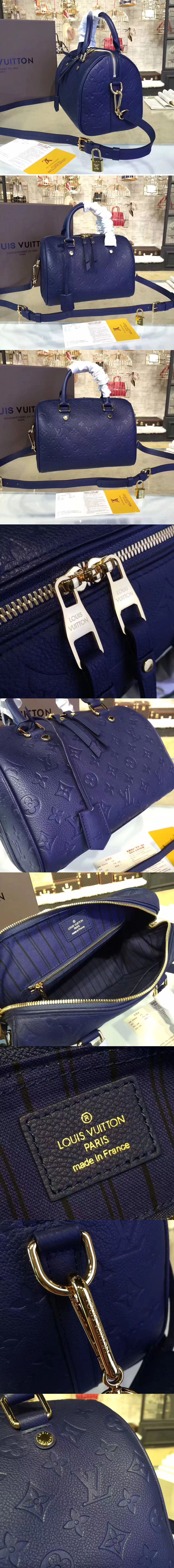 Replica Louis Vuitton M40763 Monogram Empreinte Speedy 30 Top Handle Bags Blue