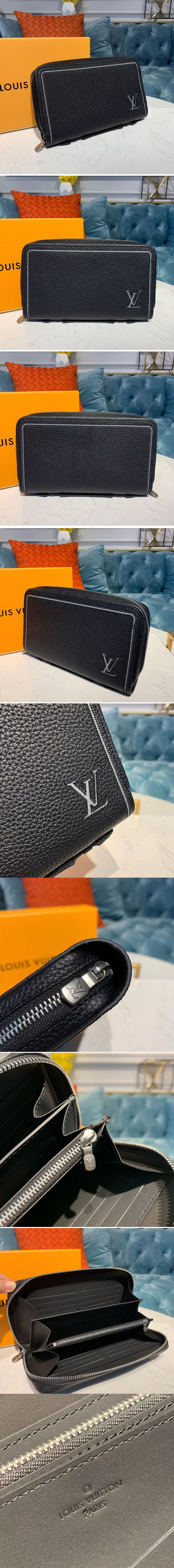 Replica Louis Vuitton M41503 LV Clutch Zippy Wallet Black Taurillon leather