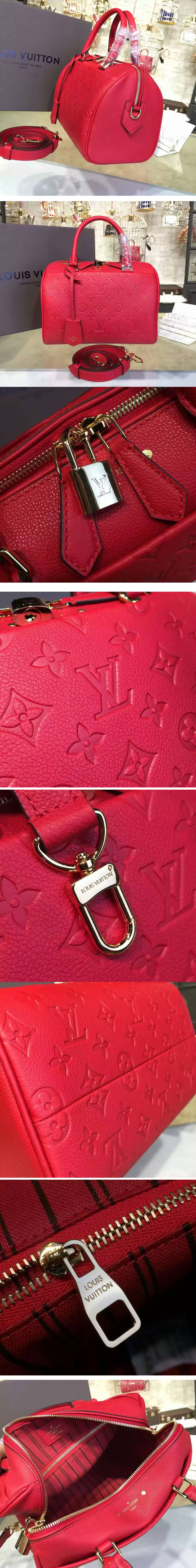 Replica Louis Vuitton M42401 Speedy Bandoulière 25 Monogram Empreinte Bags Red