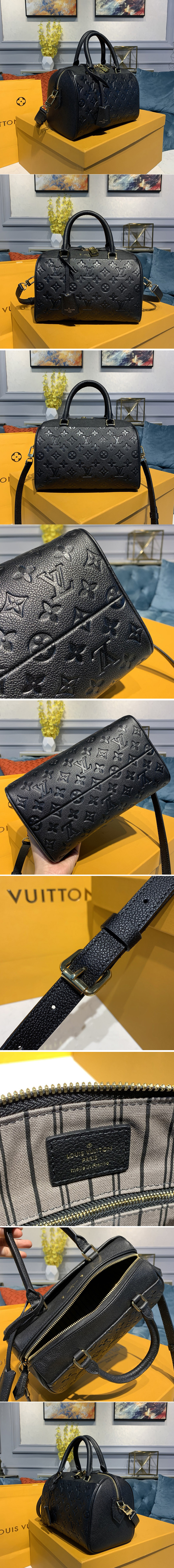 Replica Louis Vuitton M42401 Speedy Bandouliere 25 handbag in Black Monogram Empreinte leather