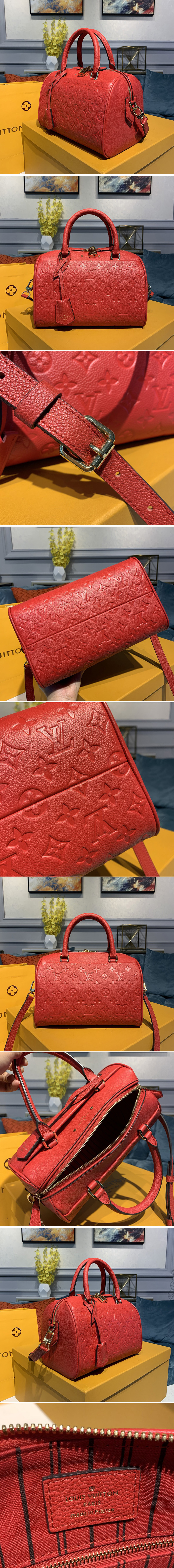 Replica Louis Vuitton M42401 Speedy Bandouliere 25 handbag in Red Monogram Empreinte leather