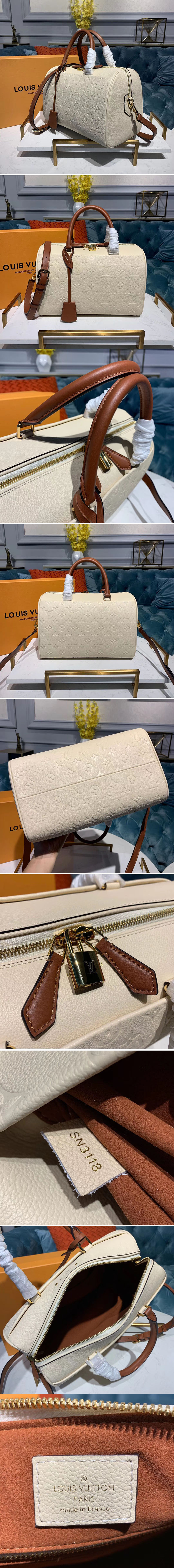 Replica Louis Vuitton M42406 LV Speedy Bandouliere 30 Bags Beige Monogram Empreinte Leather