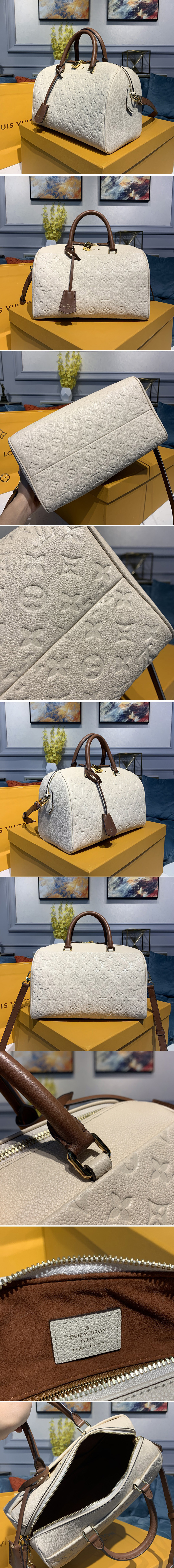 Replica Louis Vuitton M42406 Speedy Bandouliere 30 handbag in White Monogram Empreinte leather