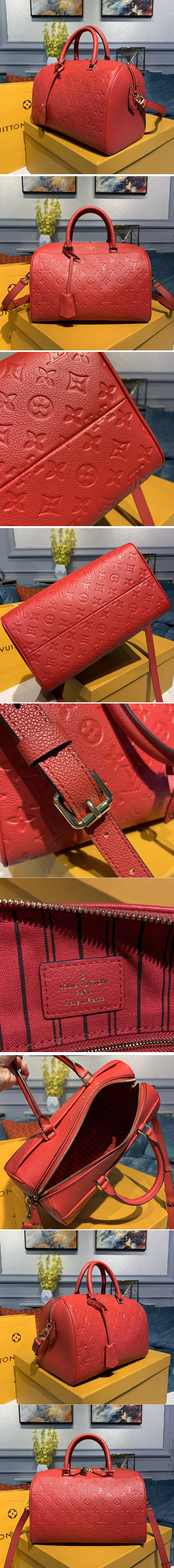 Replica Louis Vuitton M42406 Speedy Bandouliere 30 handbag in Red Monogram Empreinte leather