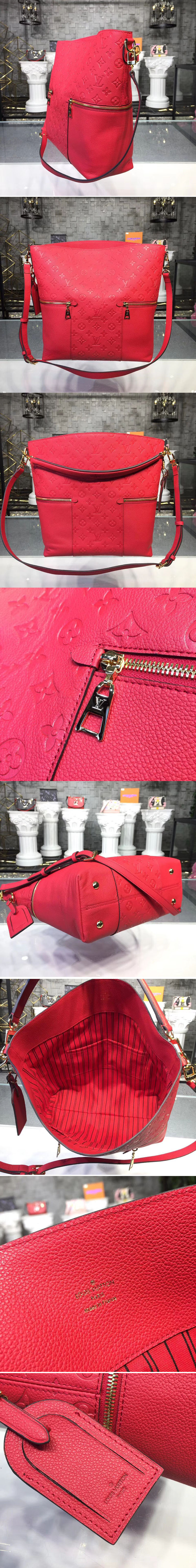 Replica Louis Vuitton M44012 Melie Monogram Empreinte Leather Hobo Bags Red