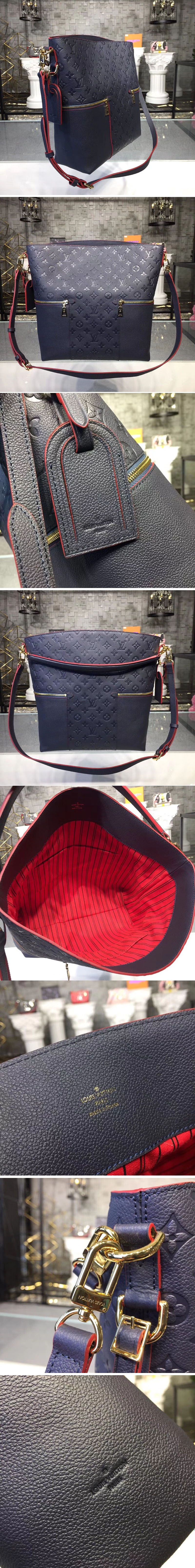 Replica Louis Vuitton M44012 Melie Monogram Empreinte Leather Hobo Bags Marine rouge