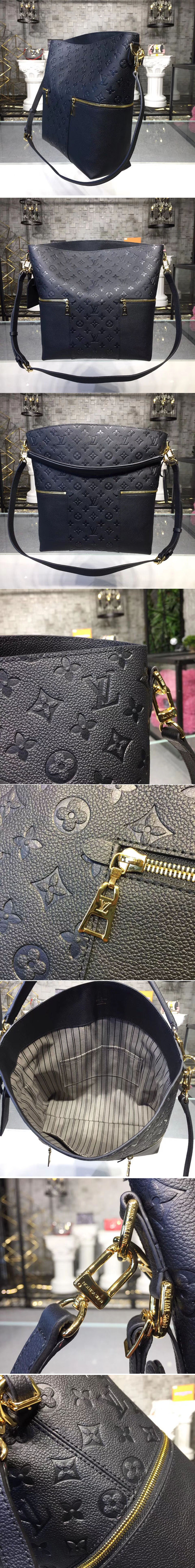 Replica Louis Vuitton M44014 Melie Monogram Empreinte Leather Hobo Bags Black