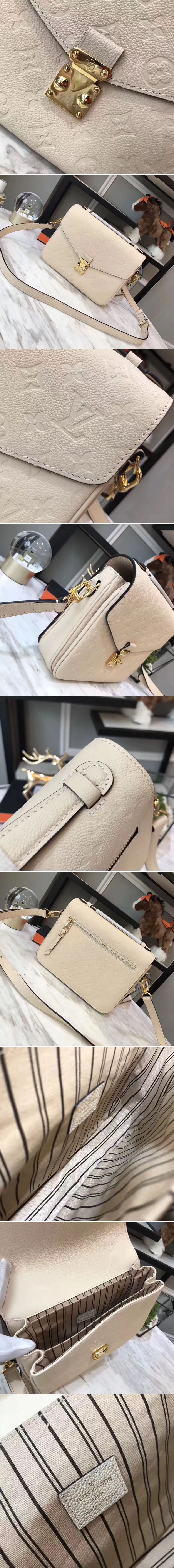 Replica Louis Vuitton M44071 Pochette Metis Monogram empreinte Leather Bags Beige