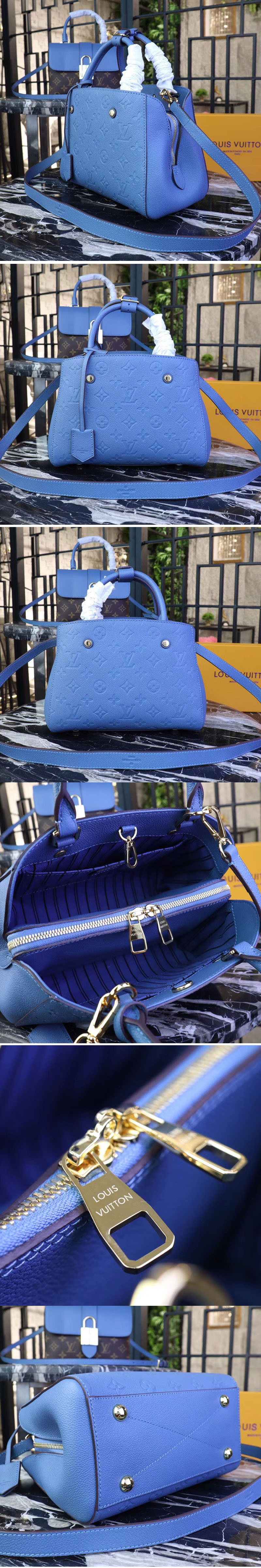 Replica Louis Vuitton M44314 Monogram Empreinte Montaigne BB Bags Blue