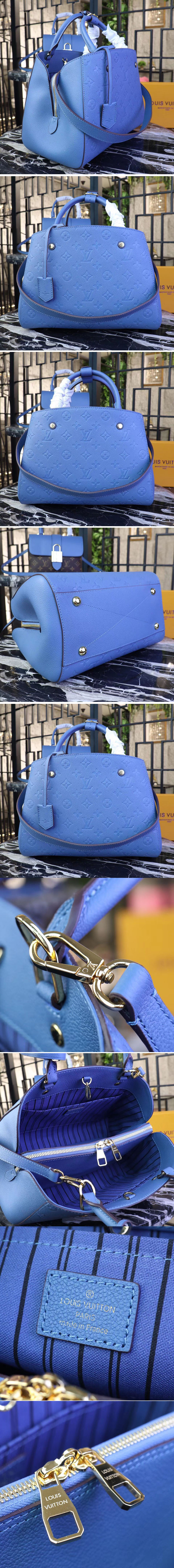 Replica Louis Vuitton M41048 Monogram Empreinte Montaigne MM Bags Blue