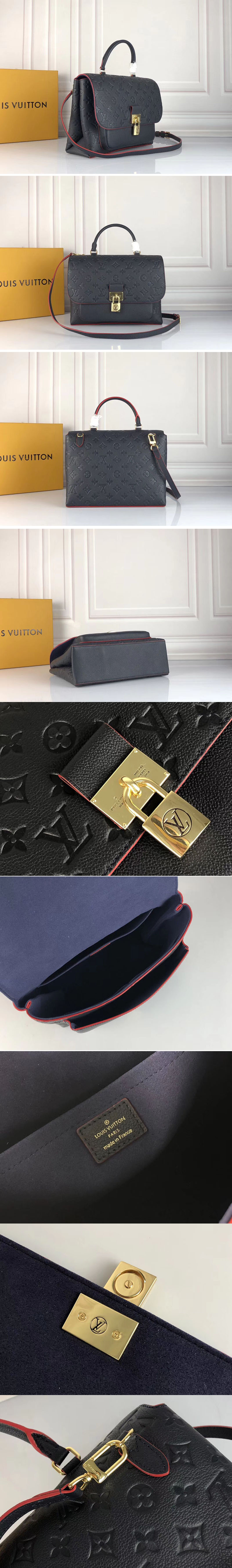 Replica Louis Vuitton M44545 LV Marignan Bags Monogram Empreinte Leather Marine Rouge