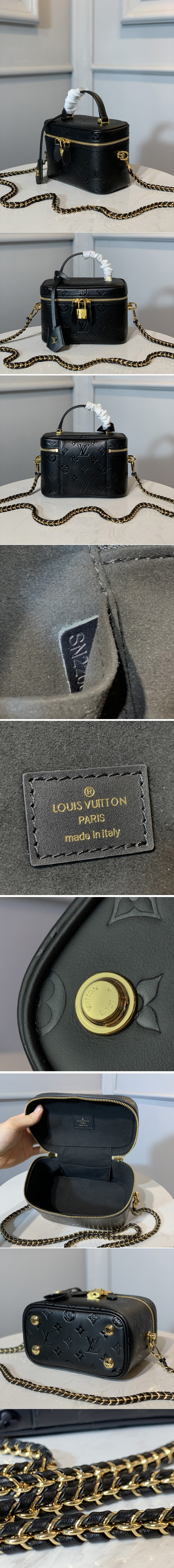 Replica Louis Vuitton M44985 LV Nice Mini beauty case in Black Monogram Empreinte Leather