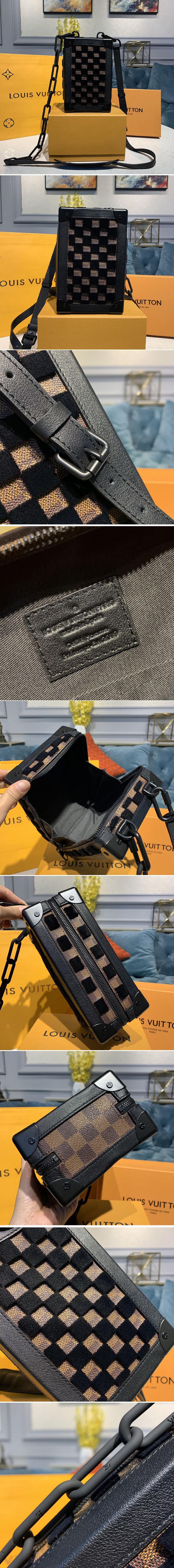 Replica Louis Vuitton M45044 LV Vertical Soft Trunk bag Damier Ebene Canvas With Black