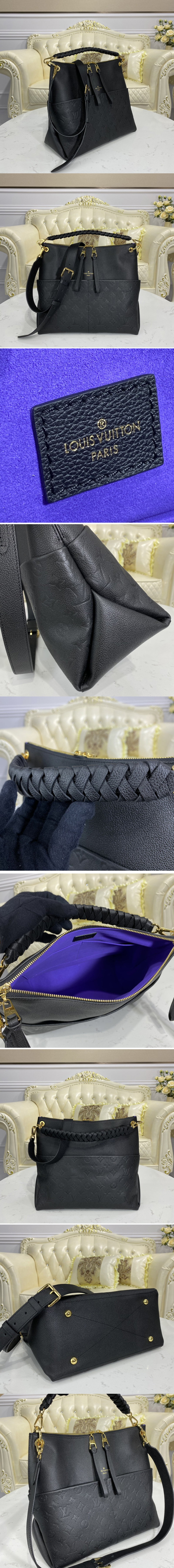 Replica Louis Vuitton M45522 LV Maida Hobo Bag in Black Monogram Empreinte Leather