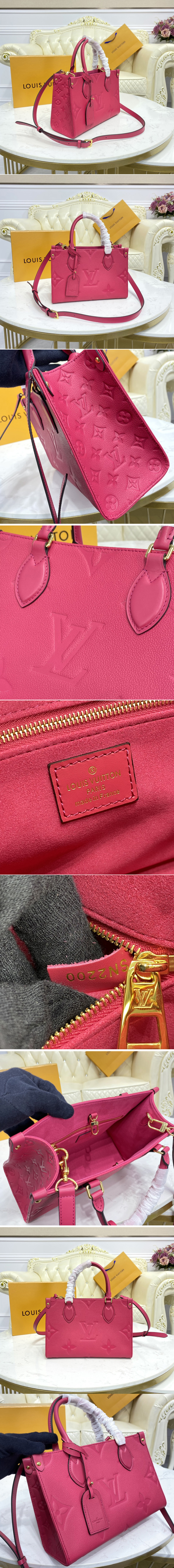 Replica Louis Vuitton M45660 LV OnTheGo PM tote Bag in Freesia Pink Monogram Empreinte leather