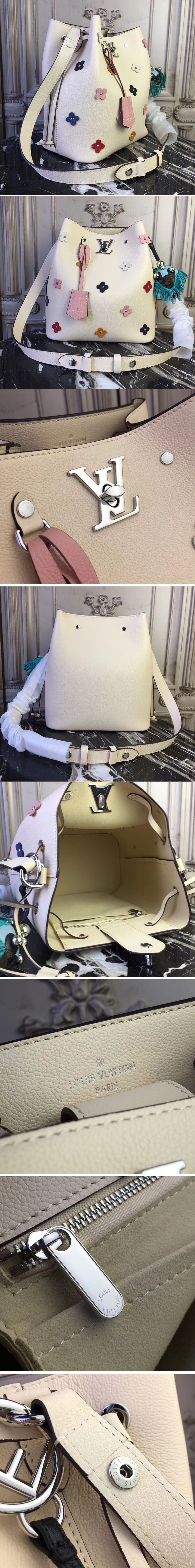Replica Louis Vuitton M53081 LV Lockme Bucket Soft Calfskin Bags