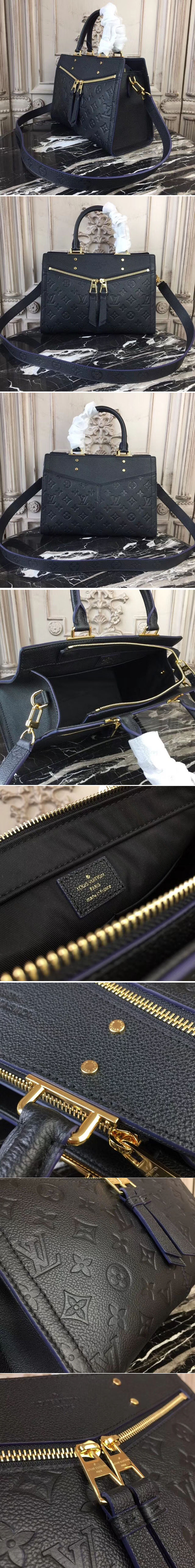 Replica Louis Vuitton M54196 Sully PM Monogram Empreinte Leather Bags Black