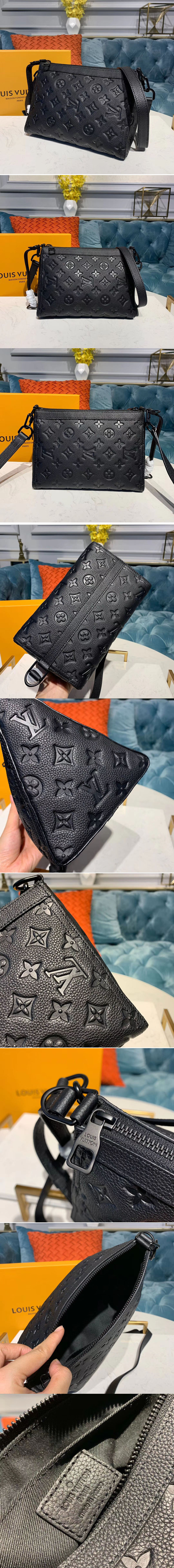 Replica Louis Vuitton M54330 Triangle Shaped Shoulder Bags Black Monogram Empreinte Leather