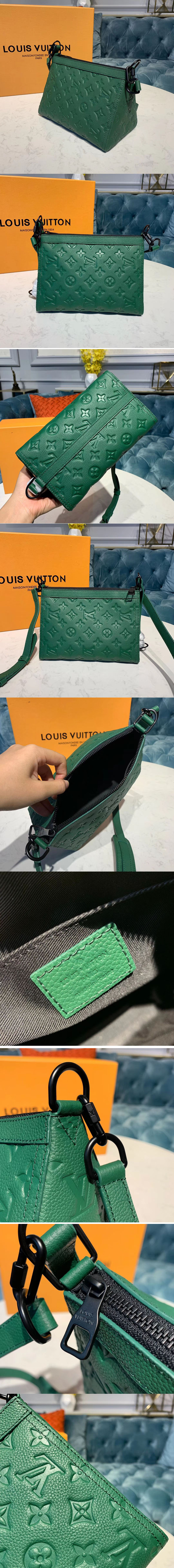 Replica Louis Vuitton M54330 Triangle Shaped Shoulder Bags Green Monogram Empreinte Leather