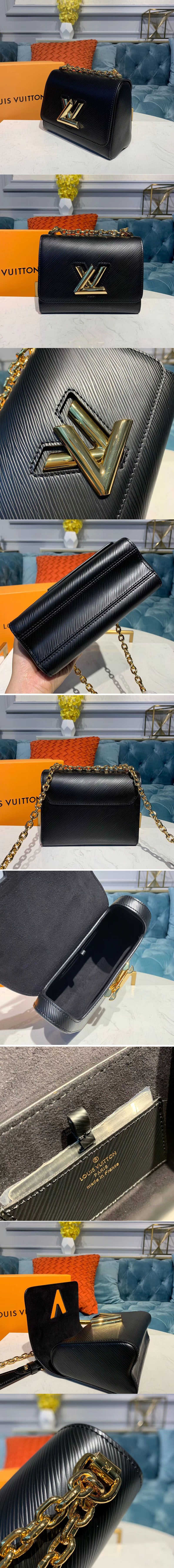 Replica Louis Vuitton M55224 LV Twist PM chain bags Black Epi leather