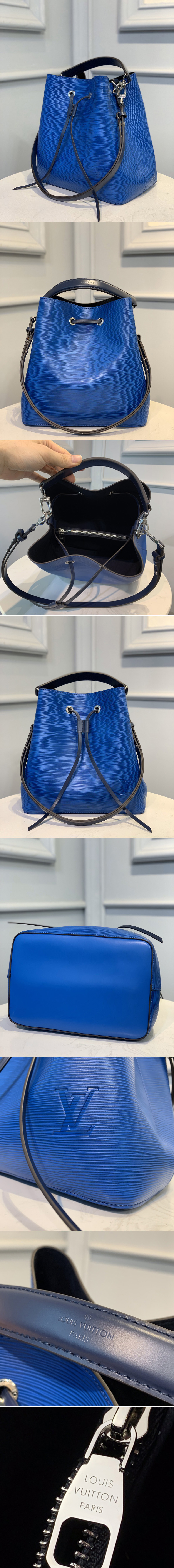 Replica Louis Vuitton M55935 LV NeoNoe MM bucket bag In Blue Epi Leather