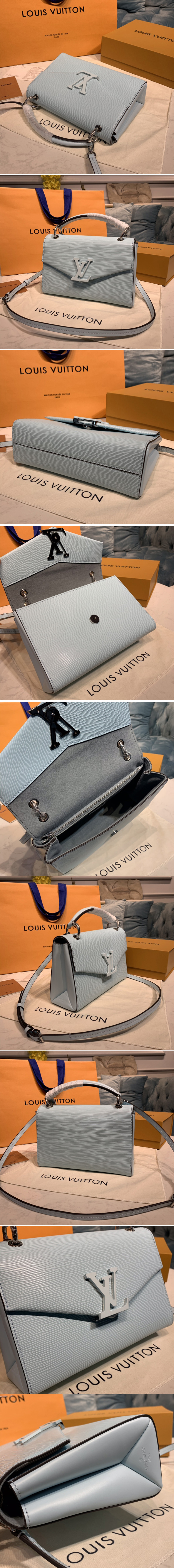Replica Louis Vuitton M55981 LV Pochette Grenelle handbag Blue Epi Leather