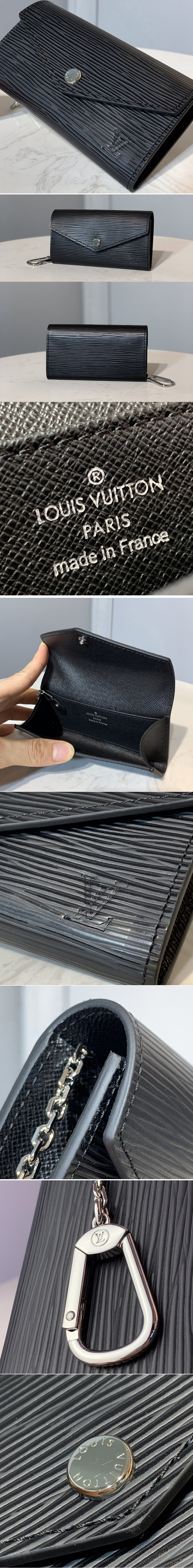 Replica Louis Vuitton M56245 LV Key Pouch in Black Epi leather
