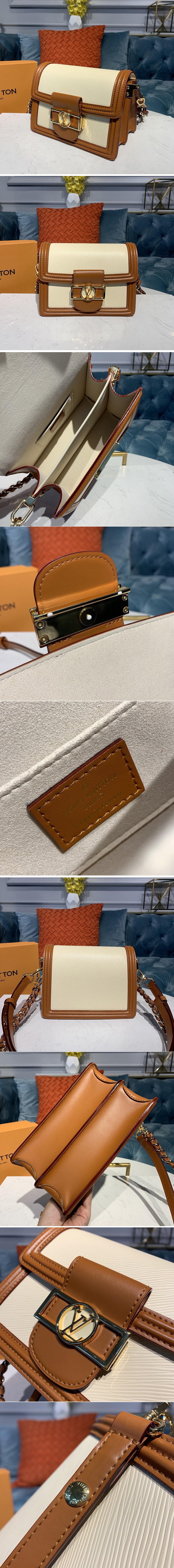 Replica Louis Vuitton M55964 LV Mini Dauphine Handbags in Beige Epi leather