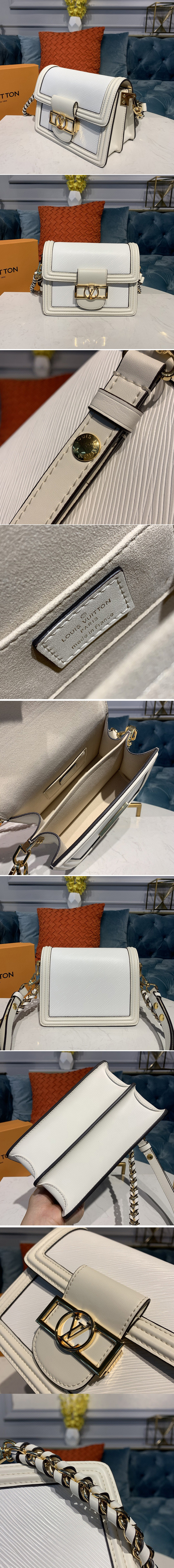 Replica Louis Vuitton M55963 LV Mini Dauphine Handbags in White Epi leather