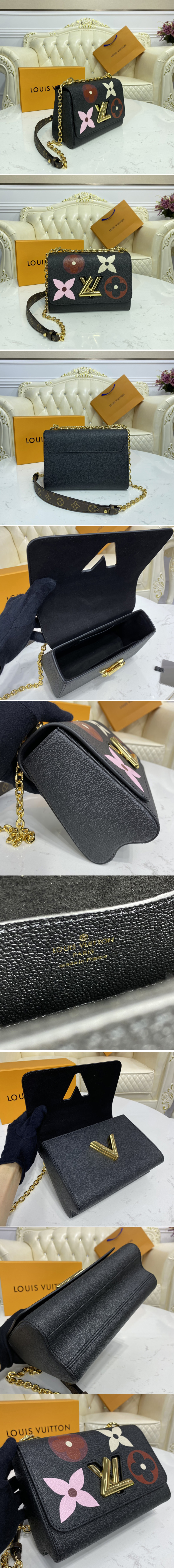 Replica Louis Vuitton M57057 LV Twist MM handbag in Black/Multicolor Monogram Empreinte leather