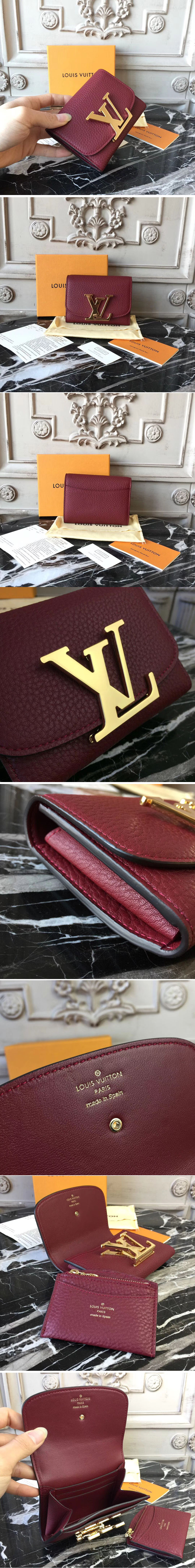 Replica Louis Vuitton M58196 Taurillon Leather Capucines Wallet Burgundy