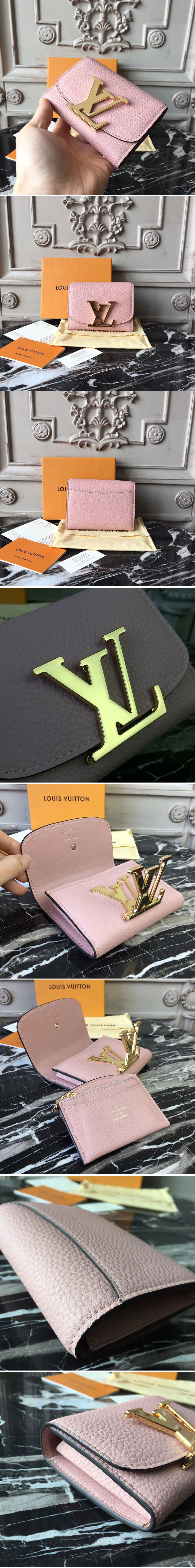Replica Louis Vuitton M58196 Taurillon Leather Capucines Wallet Pink