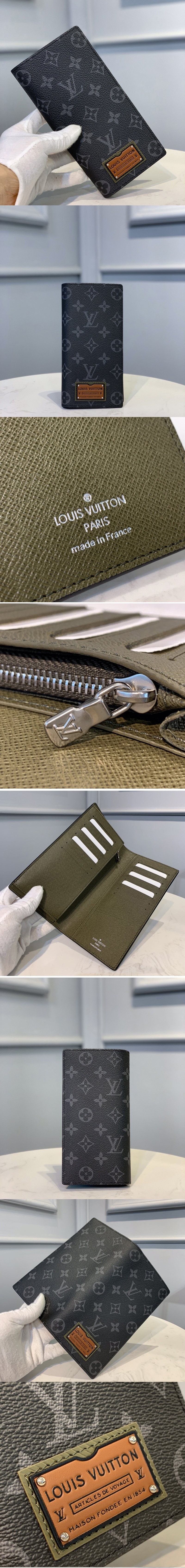 Replica Louis Vuitton M61697 LV Brazza Wallet in Monogram Eclipse Canvas