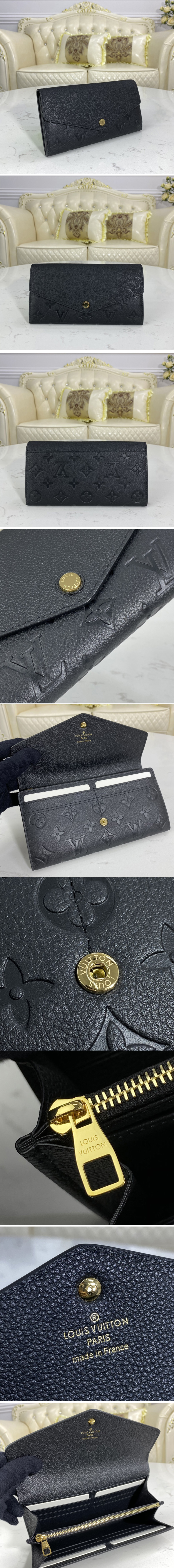 Replica Louis Vuitton M61182 LV Sarah wallet Black Monogram Empreinte leather