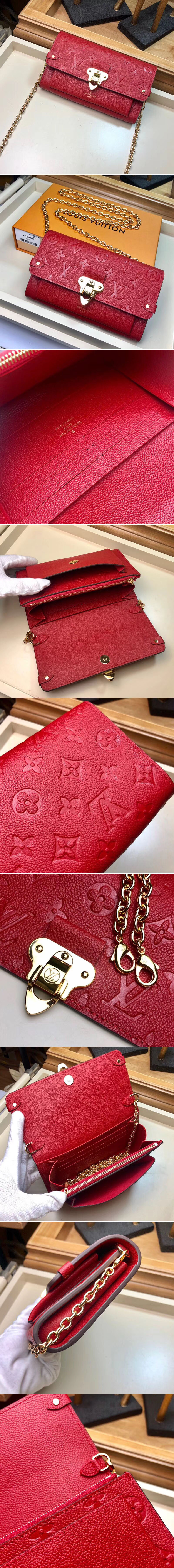 Replica Louis Vuitton M63399 LV Chain Wallet Monogram Empreinte Leather Bags Red