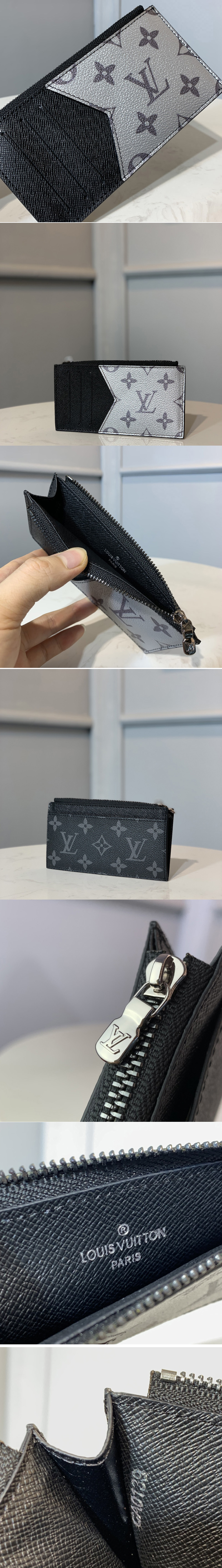 Louis Vuitton M64038 LV Coin Card Holder in Silver Monogram ... M64038 o00020a
