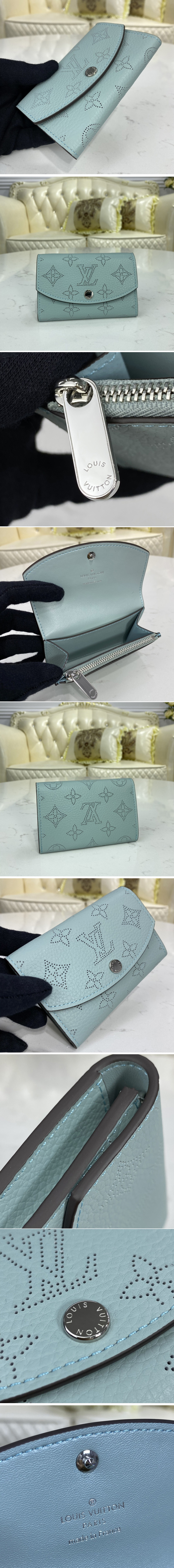 Replica Louis Vuitton M62542 LV iris compact wallet in Blue Mahina leather
