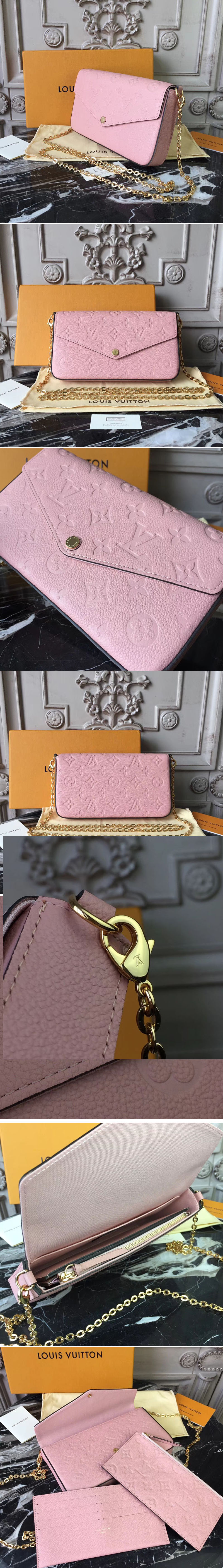 Replica Louis Vuitton M64065 Monogram Empreinte Pochette Felicie Bags Pink